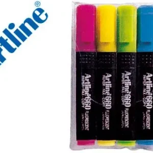 Oferta Limitada Rotulador Artline Fluorescente Ek-660 4 -Punta Biselada -Bolsa de 4 Rotuladores