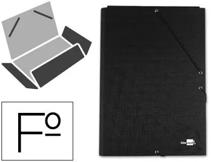 Envío Exprés Carpeta Liderpapel Gomas Folio 3 Solapas Carton Forrado Negra