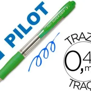 Boligrafo Pilot Super Grip Verde Claro -Retractil -Sujecion de Caucho -Tinta Base de Aceite Exclusivo