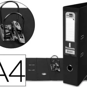 Archivador de Palanca Liderpapel A4 Documenta Forrado Pvc con Rado Lomo 75Mm Negro Compresor Metalico Máxima Calidad