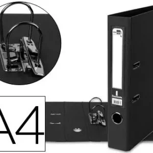 Archivador de Palanca Liderpapel A4 Documenta Forrado Pvc con Rado Lomo 52Mm Negro Compresor Metalico Barato