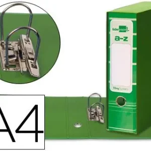 Archivador de Palanca Liderpapel A4 Filing System Forrado Sin Rado Lomo 80Mm Verdecon Caja y Compresor Metalico Mejor Precio