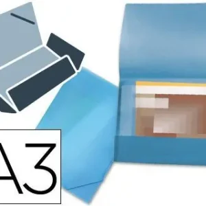 Carpeta Liderpapel Portadocumentos 44802 Solapas Polipropileno Din A3 Azul Serie Frosty Lomo Flexible Marca Reconocida