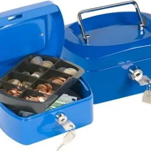 Precio De Oferta Caja Caudales Q-Connect 6" 152X115X80 mm Azul con Portamonedas