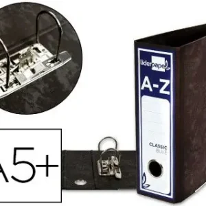 Tendencia Archivador de Palanca Liderpapel Cuarto Classic Blue Sin Rado Lomo 80Mm Negro Compresor Metalico