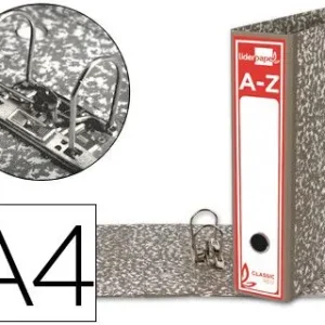 Archivador de Palanca Liderpapel A4 Classic Red Carton Entrecolado Sin Rado Lomo 80Mm Gris Compresor Metalico Precio Bajo