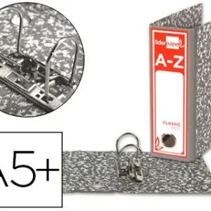 Archivador de Palanca Liderpapel Cuarto Apaisado Classic Red Sin Rado Lomo 80Mm Gris Compresor Metalico Certificado