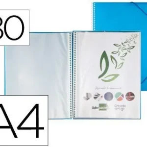 Carpeta Liderpapel Escaparate con Espiral 80 Fundas Polipropileno Din A4 Azul Mejor Calidad