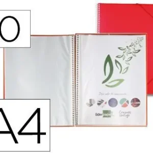 Carpeta Liderpapel Escaparate con Espiral 10 Fundas Polipropileno Din A4 Rojo Precio Rebajado