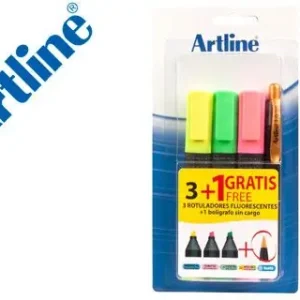 Imprescindible (Must-Have) Rotulador Artline Fluorescente Ek-660 Blister de 3 Unidades + 1 Boligrafo Serie 7000 Sin Cargo