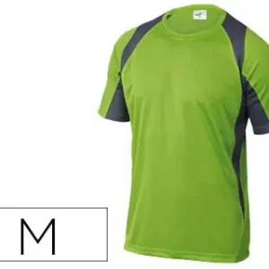 Camiseta Deltaplus Poliester Manga Corta Cuello Redondo Tratamiento Secado Rapido Color Verde-Gris Talla M Solo Hoy