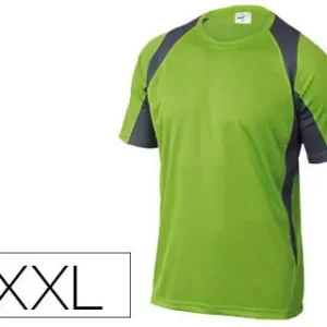 Camiseta Deltaplus Poliester Manga Corta Cuello Redondo Tratamiento Secado Rapido Color Verde-Gris Talla Xxl Oferta De Temporada