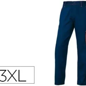 Pantalon de Trabajo Deltaplus Cintura Ajustable 5 Bolsillos Color Azul Naranja Talla 3Xl Máxima Calidad