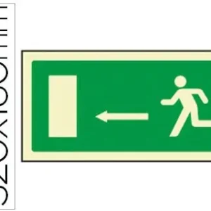 Pictograma Syssa Señal de Salida Emergencia Flecha Izquierda en Pvc Fotoluminiscente 320X160 Mm Directo De Fábrica