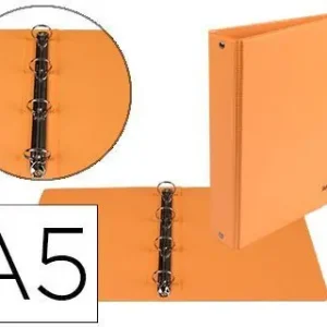 Tendencia Carpeta de 4 Anillas 25 mm Redondas Liderpapel A5 Carton Forrado Pvc Naranja