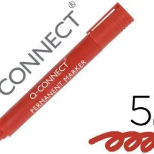 Profesional Rotulador Q-Connect Marcador Permanente Rojo Punta Biselada 5.0 Mm