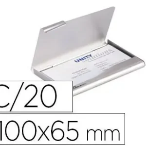 Tarjetero Durable Aluminio Capacidad 20 Tarjetas de Visitas 55X90 mm Color Plata 100X65 Mm Pago Seguro