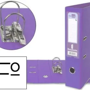 Archivador de Palanca Liderpapel Folio Documenta Forrado Pvc con Rado Lomo 75 mm Lila Compresor Metalico Premium
