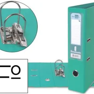 Archivador de Palanca Liderpapel Folio Documenta Forrado Pvc con Rado Lomo 75 mm Verde Claro Compresor Entrega Rápida