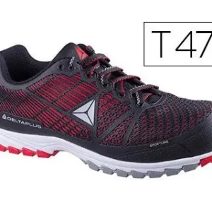 Oferta Limitada Zapatos de Seguridad Deltaplus de Poliuretano y Malla Aireada S1P Negro y Rojo Talla 47