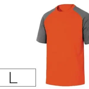 Camiseta de Algodon Deltaplus Color Gris Naranja Talla L Promoción