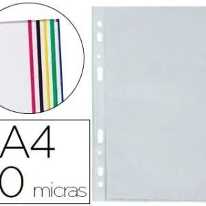 Novedad Funda multitaladro q-connect din a4 70 micras pp cristal con borde rojo bolsa de 10 uds