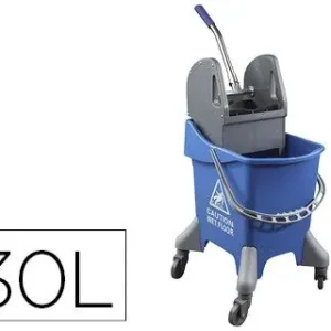 Carro de limpieza con bastidor y escurridor con 4 ruedas 30 l azul 440x330x460 mm Auténtico
