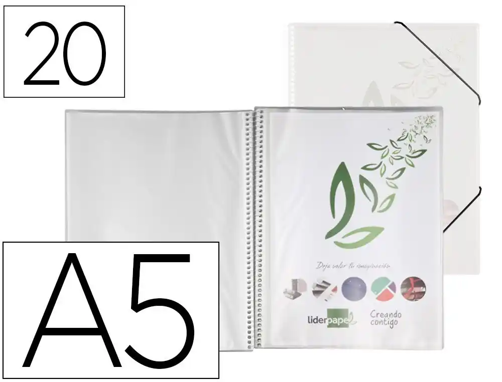 Carpeta liderpapel escaparate con espiral 20 fundas polipropileno din a5 transparente Nueva Colección