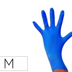 Guante de nitrilo desechable sensitive sin polvo talla m mediana color azul caja de 100 unidades Promoción