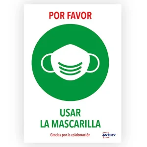 Señal adhesiva avery usar mascarilla din a4 resistente a los rayos uv pack de 2 unidades Precio De Oferta