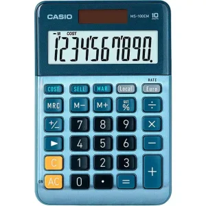 Calculadora casio ms-100em sobremesa 10 digitos tx +/- tecla doble cero color azul Rebajas