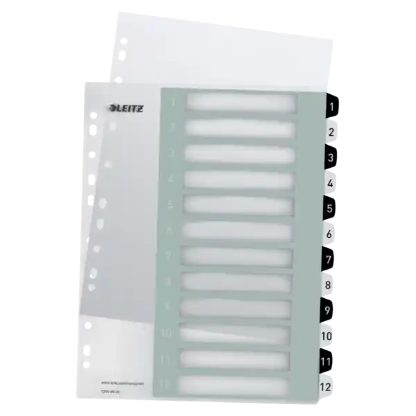 Índice de proyectos Imprimible Leitz WOW. DIN A4. Pestañas PP 1-12, blanco/negro Garantía De Devolución De Dinero