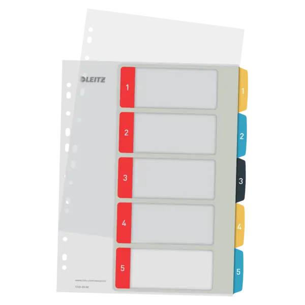 Moderno Índice de proyectos Imprimible Leitz Cosy. DIN A4. Pestañas PP 1-5