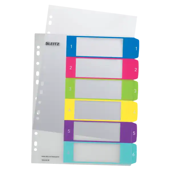 Precio Reducido Índice de proyectos Imprimible Leitz WOW. DIN A4. Pestañas PP 1-6