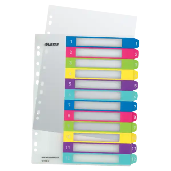 Índice de proyectos Imprimible Leitz WOW. DIN A4. Pestañas PP 1-12 Exclusivo