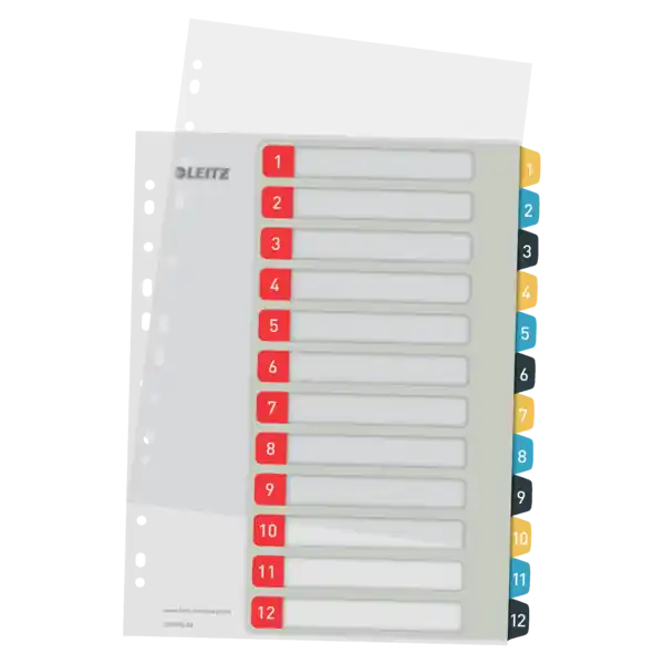 Promoción Índice de proyectos Imprimible Leitz Cosy. DIN A4. Pestañas PP 1-12
