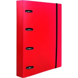 Bestseller Carpeta con recambio liderpapel a4 cuadro 5mm 100 hojas 80g polipropileno 4 anillas 40mm rojo translucido