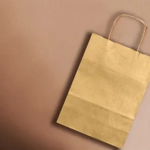 Bolsa papel q-connect kraft oro l con asa retorcida 320x400x14 mm Garantía Incluida