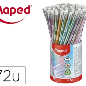 Garantía Incluida Lapiz de grafito maped plastico glitter deco hb con goma 72 colores surtidos