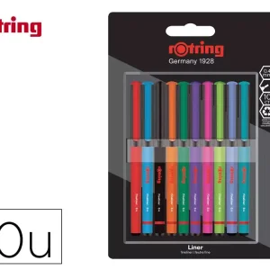 Rotulador rotring fineliner punta metalica 0,4 mm pack de 10 colores surtidos Novedad