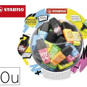 No Te Lo Pierdas Rotulador stabilo boss mini fluorescente by snooze one expositor bombonera de 50 unidades colores surtidos