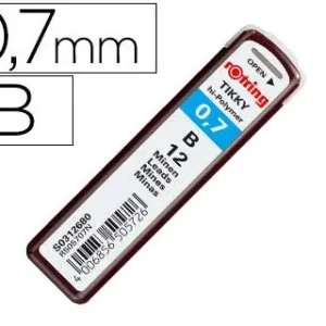 Minas rotring grafito 0,7 mm b estuche de 12 minas Garantía De Devolución De Dinero