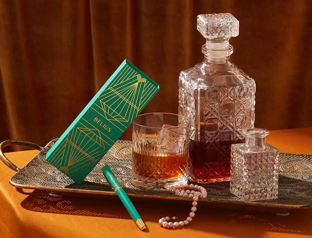 Ordena Ya Pluma belius soiree aluminio color art deco turquesa y dorado tinta azul caja de diseño