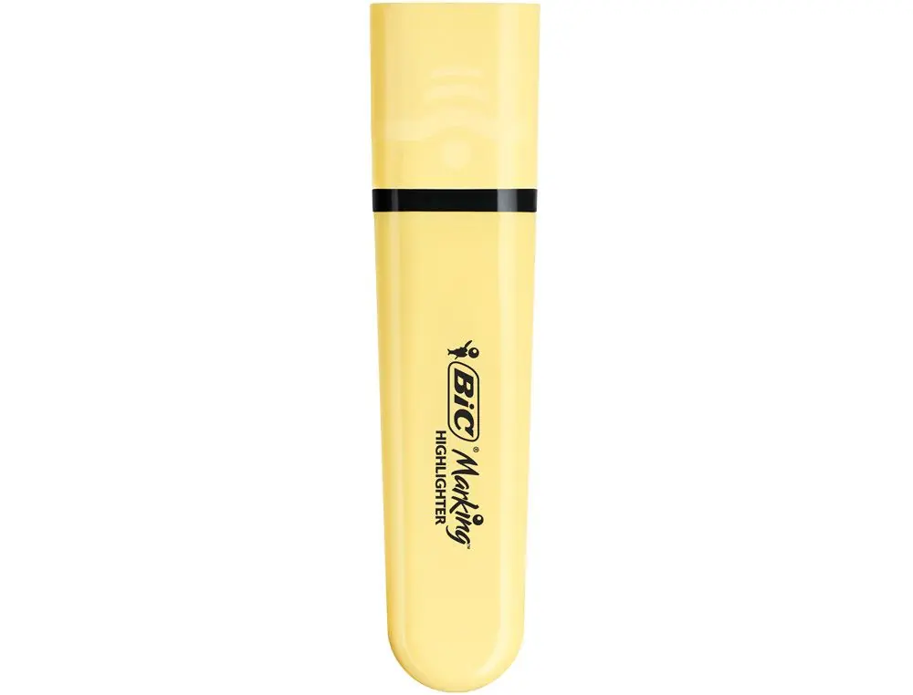 No Te Lo Pierdas Rotulador bic flat fluorescente amarillo pastel caja de 12 unidades