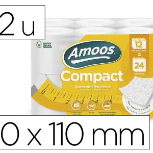 Papel higienico amoos 2 capas 110 mm diametro x 90 mm alto 30 gr/m2 paquete de 12 rollos Comprar En Línea
