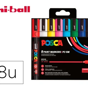 Rotulador uni posca pc-5m/8c marcador de pintura punta conica 1,8-2,5 mm estuche de 8 unidades colores basicos Ordenar Ahora Mismo