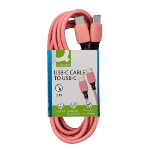 Cable usb-c a usb-c q-connect pvc longitud 2m rosa Certificado