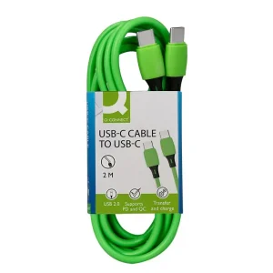 Cable usb-c a usb-c q-connect pvc longitud 2m verde Últimas Unidades
