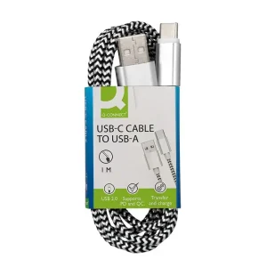 Original Cable usb-c a usb-a q-connect nailon longitud 1m blanco