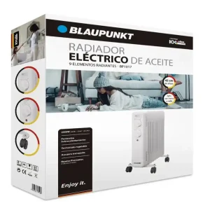 Promoción Radiador de aceite blaupunkt 2000w 9 elementos calorificos proteccion sobrecalentamiento con ruedas color blanco